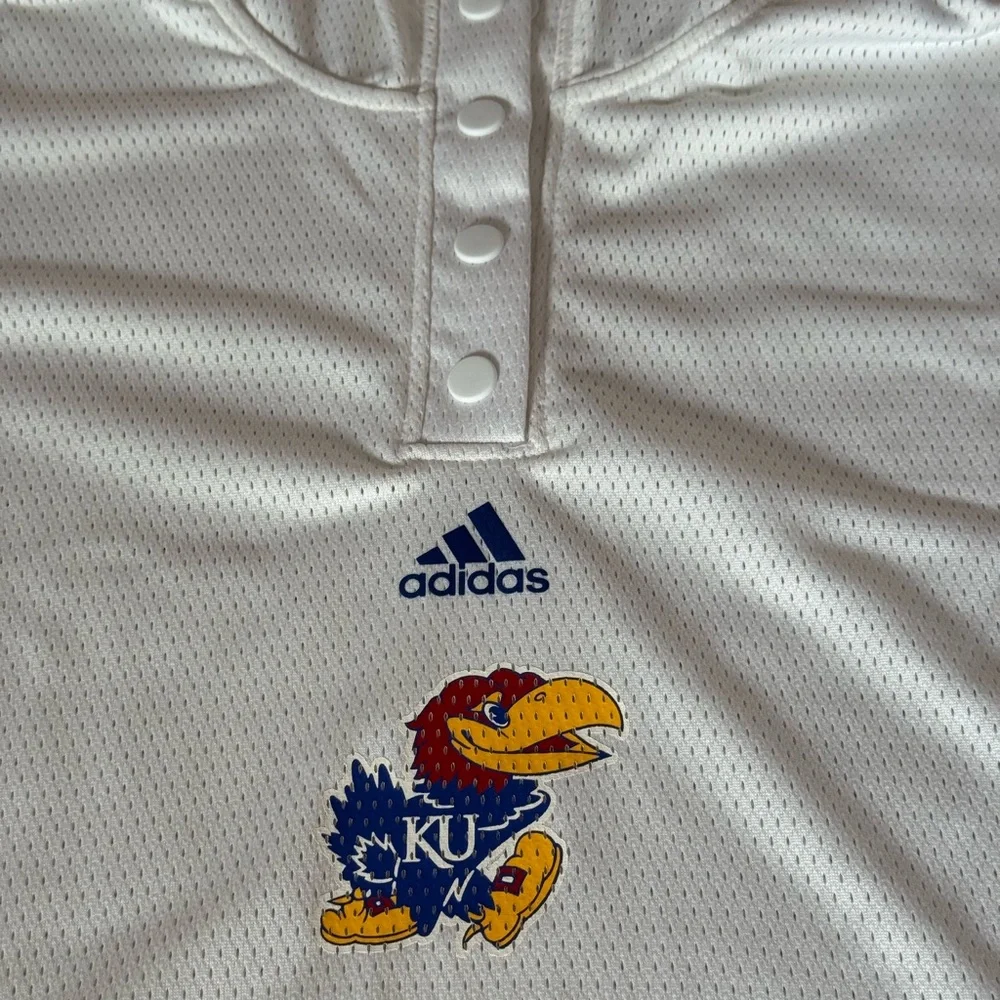 NWT Adidas Men’s Large Kansas Jayhawks White Hooded Basketball Warm Up‎ Shirt